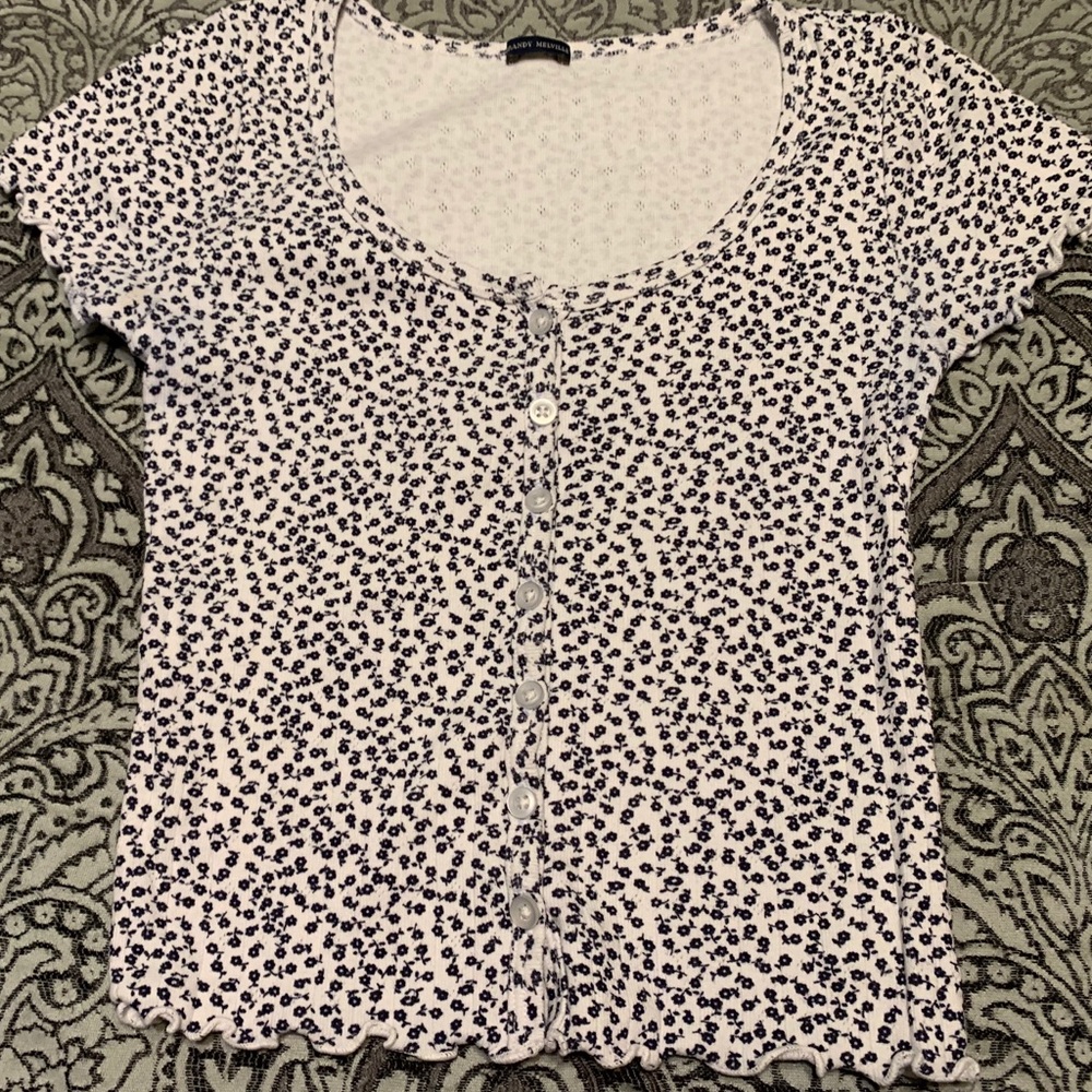 brandy melville blue flower top